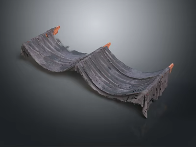 Gray Wavy Decorative Fabric with Orange Corners for Home Decoration 3d model