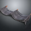 Gray Wavy Decorative Fabric with Orange Corners for Home Decoration