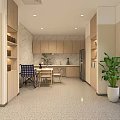 Smart Elderly Care Center Lobby With Reception Desk Staff And Comfortable Sofa Seats