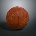 Brown Leather Football As Sports Equipment With Stitched Surface Design