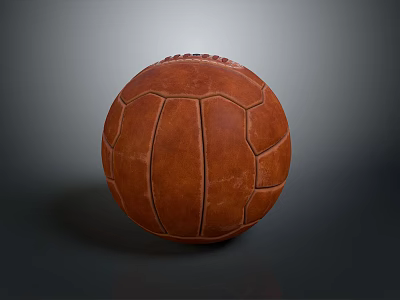 Brown Leather Football As Sports Equipment With Stitched Surface Design 3d model