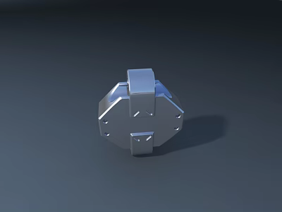 Silver Metal Road Infrastructure Component With Octagonal Shape And Bolts 3d model