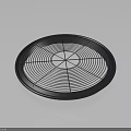 Round Black Mesh Strainer With Radial Grid Pattern For Household Kitchen Use 3d model