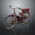 Vintage Bicycle With Red Seat Decorative Frame Spoked Wheels And Metal Accessories
