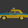 Yellow And Blue Vintage Style Toy Police Car With White Roof Lights And Logo