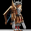 Detailed Sci Fi Robot Model With Gold Silver Armor Mechanical Wings And Blue Red Accents