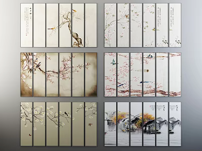 Chinese Style Decorative Wall Art With Floral Bird Motifs And Traditional Elements 3d model