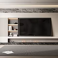 Modern TV Wall Design With Marble Panel Built in Shelves And LED Lighting 3d model