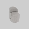 Light Gray Bouclé Accent Chair Modern Curved Back Round Base Living Room Furniture Design