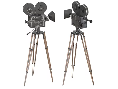 Vintage Film Cameras On Tripods For Retro Digital Photography Enthusiasts 3d model