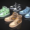 Stylish High Top Sneakers In Various Colors With Classic Design Elements 3d model