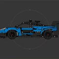 Blue Lego Race Car Model With Aerodynamic Design Rear Spoiler And Black Accents