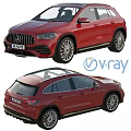 Red Mercedes SUV 3D Model V-Ray Render With Front Rear Views And UK License Plate