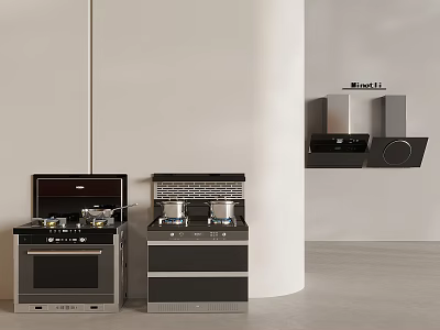 High Quality Modern Kitchen Appliances Including Stoves And Range Hoods 3d model