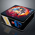 Decorative Metal Box With Colorful Character Graphics Xodus Text And Space Design