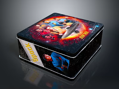 Decorative Metal Box With Colorful Character Graphics Xodus Text And Space Design 3d model