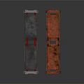 Gray And Red Industrial Platform Trailers With Metal Railings And Wheels