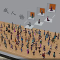 Diverse Game and Movie Character Figurines Arranged On Display Platform With Wall Niches