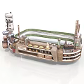 Industrial Mechanical Device Structure With Green Pipes Metal Frame And Control Knobs