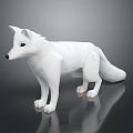 White Low Poly Fox Model Standing On Gray Background With Reflective Surface 3d model