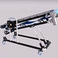 Industrial Mobile Conveyor Belt Equipment With Blue Conveyor Surface And Control Panel On Rolling Casters