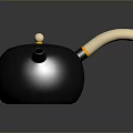 Black Teapot With Light Colored Handle Red Spout Round Lid Handle And Smooth Surface 3d model