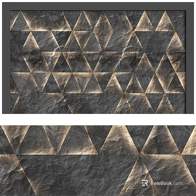 Modern Luxury Accent Wall With Geometric Triangle Patterns And Metallic Texture 3d model 