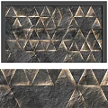 Modern Luxury Accent Wall With Geometric Triangle Patterns And Metallic Texture
