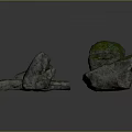 Natural Decorative Stone Materials With Moss Covered Surface And Irregular Shape