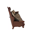 Elegant European Style Multi Seat Sofa With Carved Wooden Frame Leather Backrest And Patterned Cushions