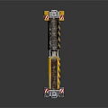 Industrial Mechanical Lifting Structure With Yellow Red Components Metal Frame And Warning Stripes