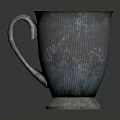 Artisanal Blue Green Striped Ceramic Mug With Metallic Accents And Curved Handle