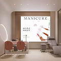 Modern Manicure Salon Interior With Pink Chairs Manicure Table And Screen Showing Manicure