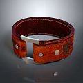 Vintage Red Leather Bracelet With Metal Buckle And Distressed Texture