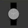 Stylish Modern Watch With Black Leather Strap White Dial Silver Case And Minimalist Design