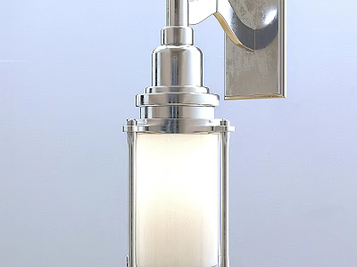Modern Wall Lamp With Stainless Steel Frame And White Frosted Glass Shade Contemporary Home Decor 3d model