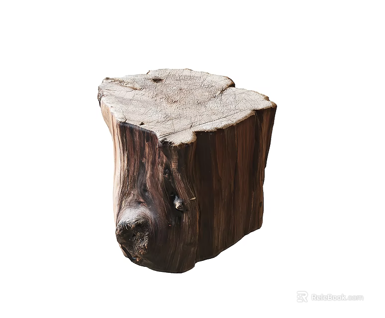 Natural Wood Stump Stool With Rustic Design And Organic Texture For Home Decor 3d model 