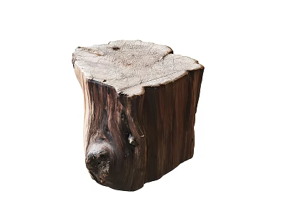 Natural Wood Stump Stool With Rustic Design And Organic Texture For Home Decor 3d model
