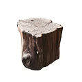 Natural Wood Stump Stool With Rustic Design And Organic Texture For Home Decor