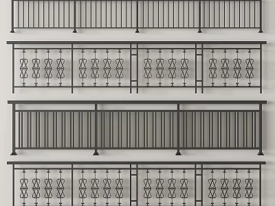 Sturdy Metal Railings with Various Decorative Patterns for Balcony and Building Use 3d model