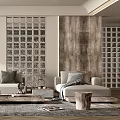 Quiet sofa tea table combination 3d model