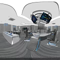 Modern Control Room With Multiple Monitors Control Desks Office Chairs And Technical Equipment