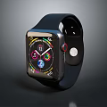 Black Strap Smartwatch Fashion Accessory With Colorful Dial Showing Time Heart Rate Steps