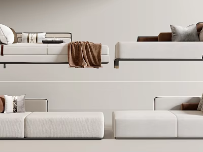 Modern Minimalist Chaise Lounges With Pillows And Blanket 3d model