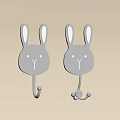 Cute Two Grey Rabbit Shaped Wall Mounted Hooks For Home Decor