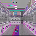 Modern Yujianchao Store Interior Design With Neon Lights Purple Pink Decor And Cabinets