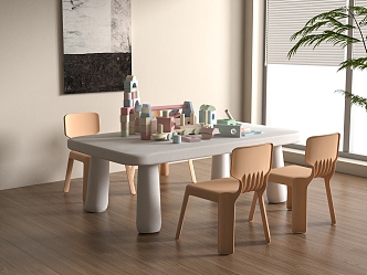 Modern children's table and chair combination 3d model