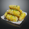 Grilled Corn Vegetable Topped with Fresh Green Herbs on White Plate