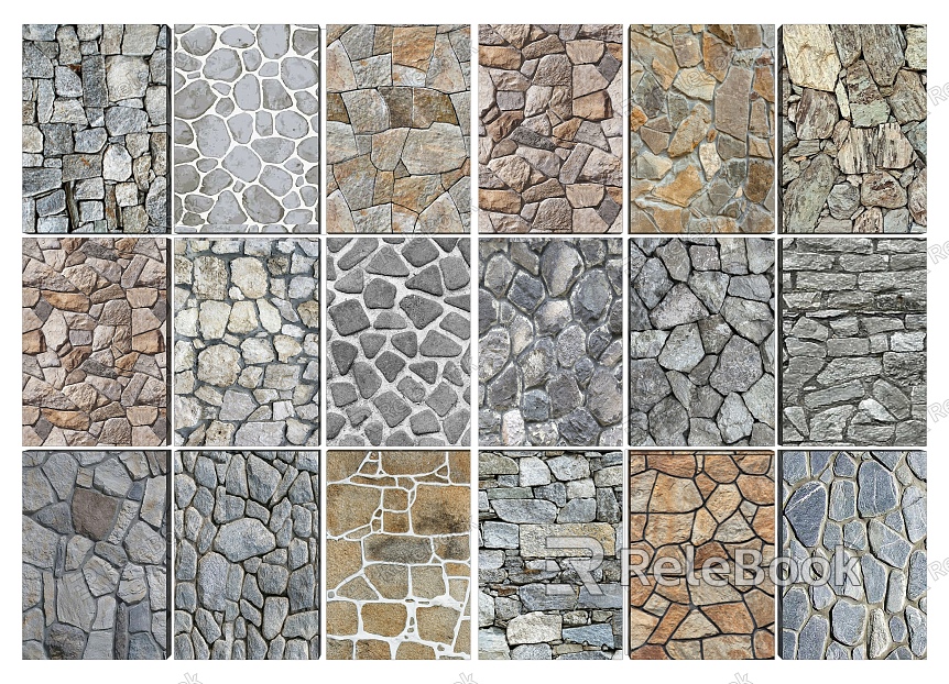 Rural rubble stone paving stone paving broken cultural stone floor tiles model