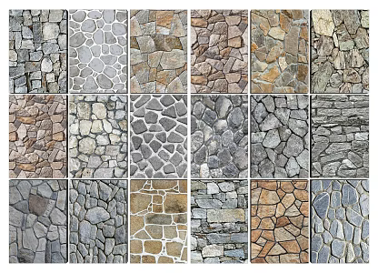 Rural rubble stone paving stone paving broken cultural stone floor tiles 3d model